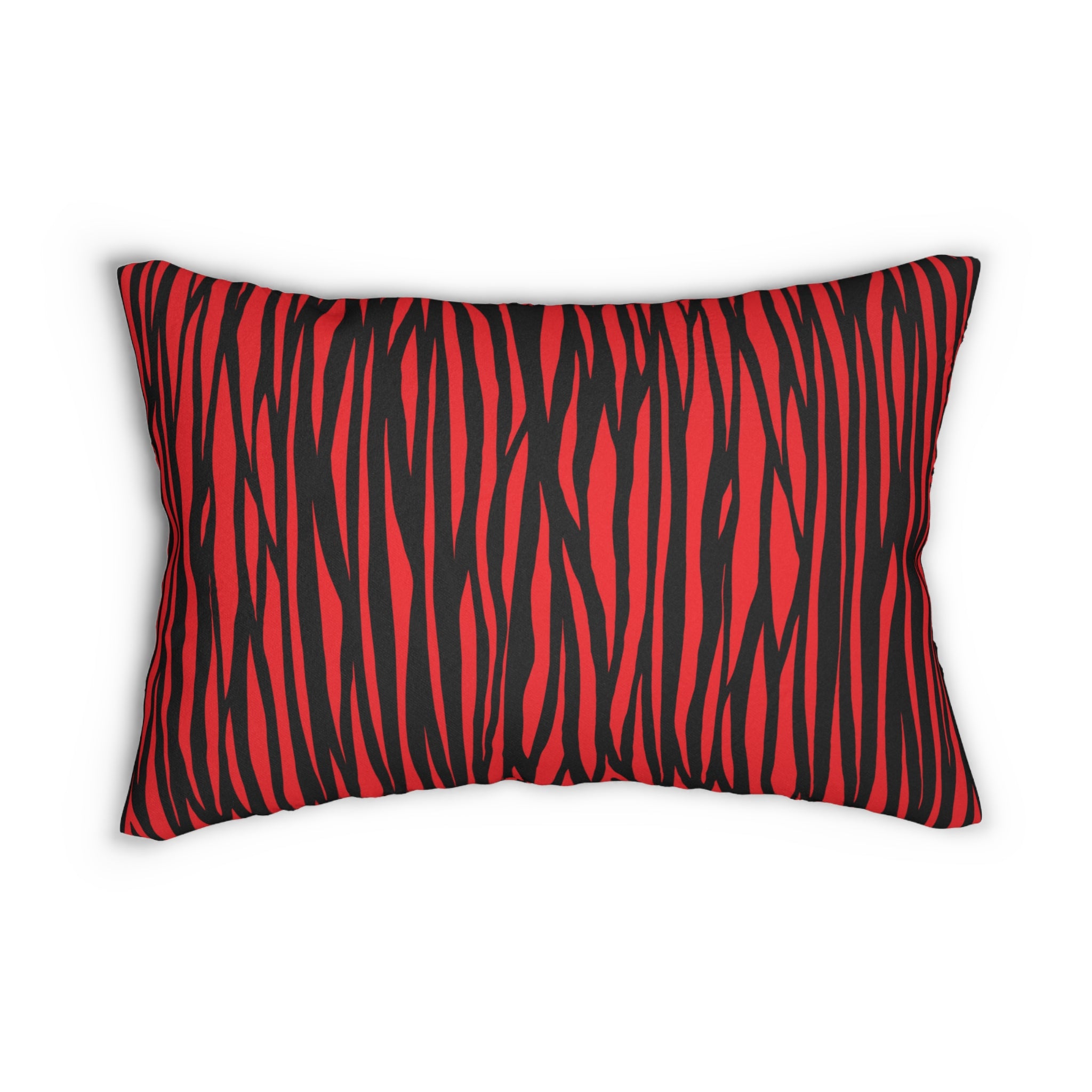 Bold Zebra Striped Lumbar Pillow - Red & Black Decor Accent for Modern Living Spaces